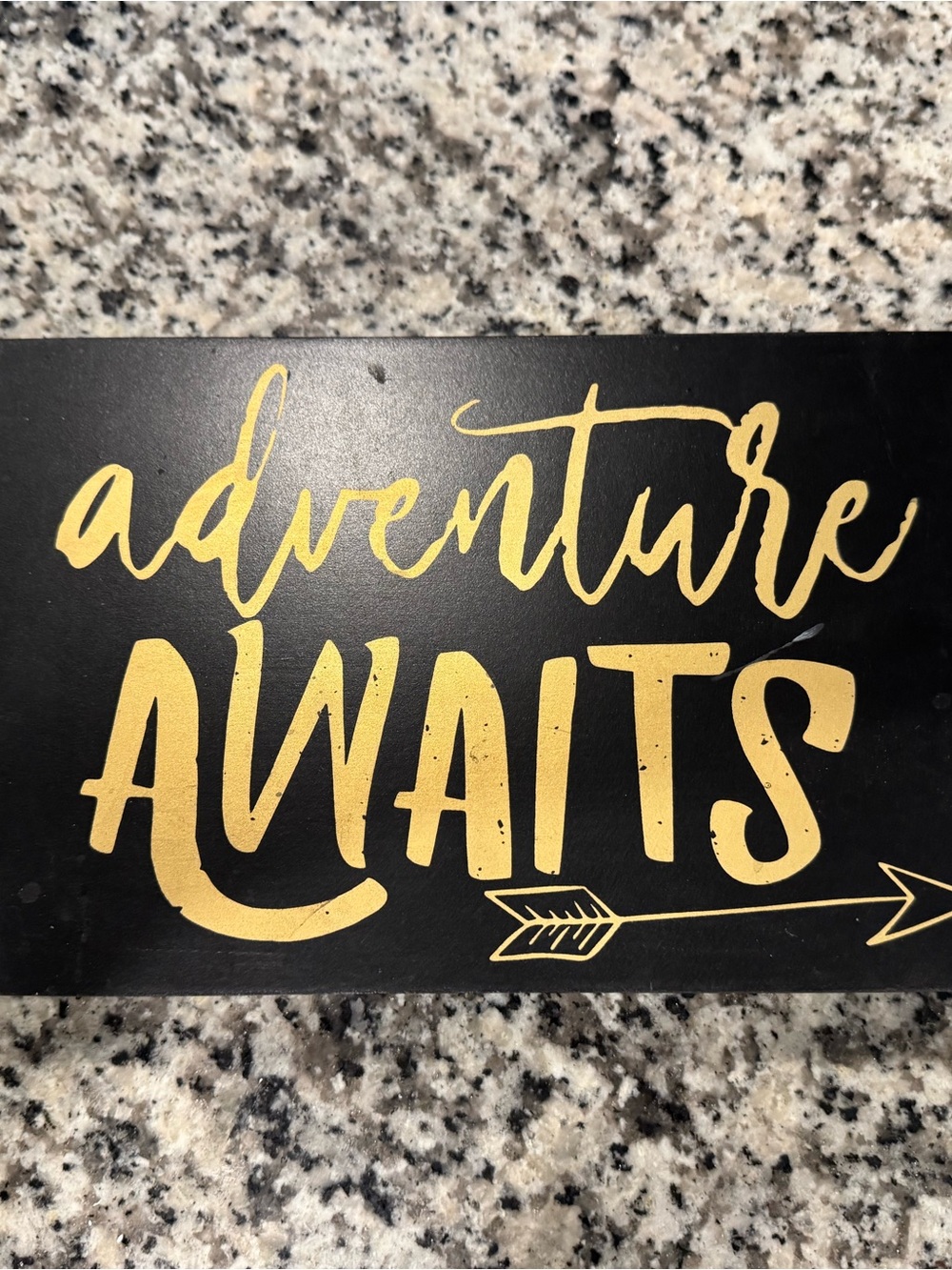 Adventure Awaits Wall Sign - Black and Gold Home Accent